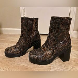 New UO Fake Snake Heeled Boots